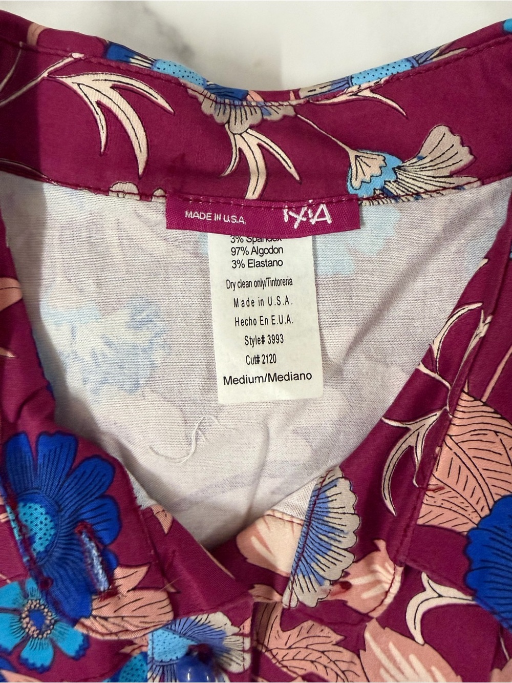 Sleeveless Collared Floral Dress in Burgundy, Blue, Peach size M NWOT - Picture 3 of 3